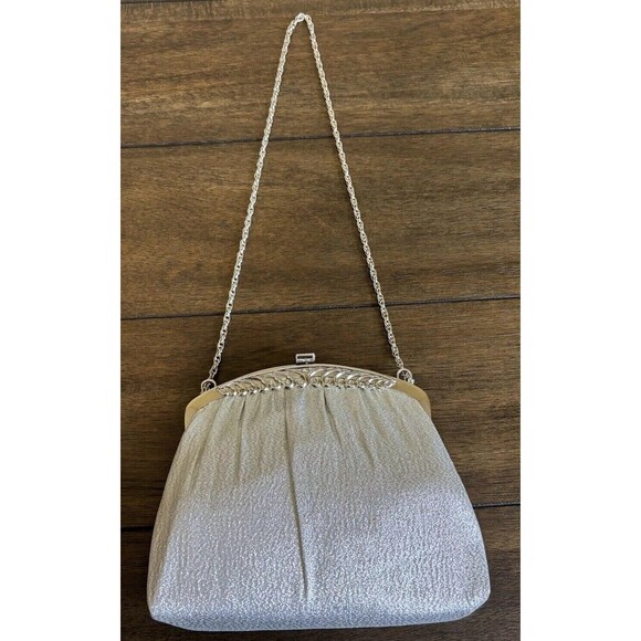 Harry Levine Handbags - Vtg Mid Century HL USA Harry Levine Silver Metallic Clutch Purse